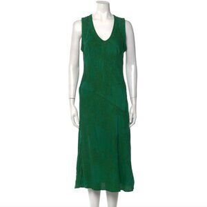 Rachel Allegra Green Brocade Midi Dress